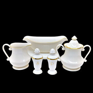 Pickard China 6-pc Accessory Hostess Set Gravy Salt Pepper Creamer Sugar Bowl B3